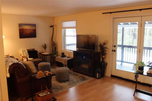 living area with wood finished floors