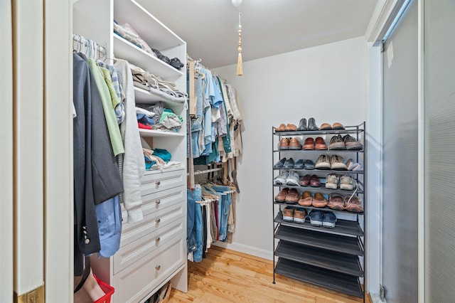 spacious closet with light wood-type flooring