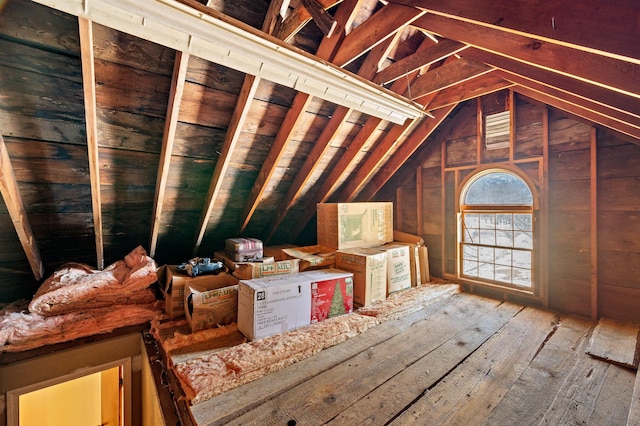 view of unfinished attic