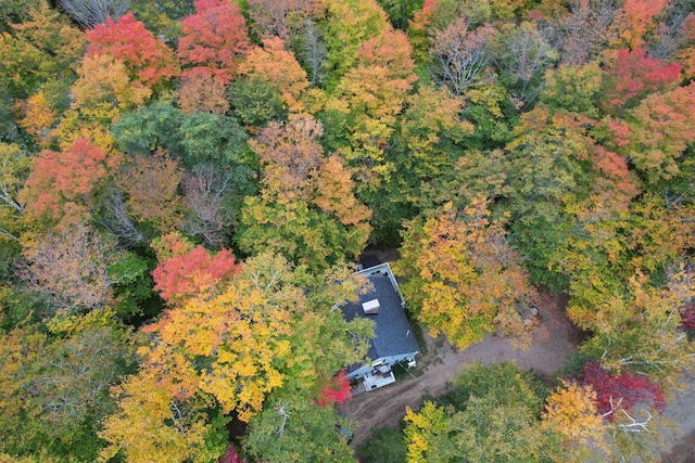 drone / aerial view with a forest view