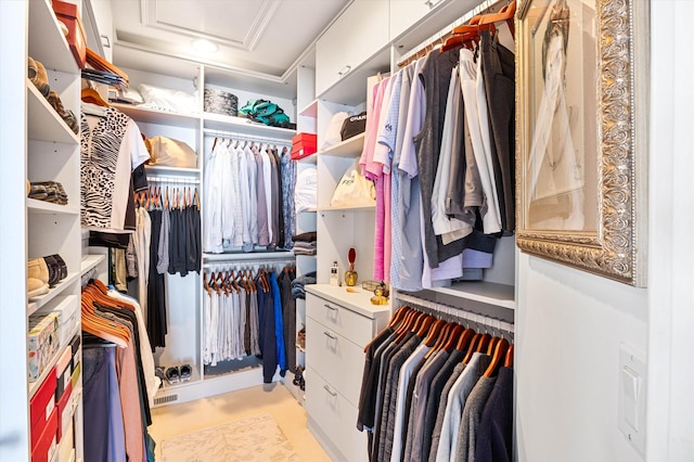 spacious closet with attic access