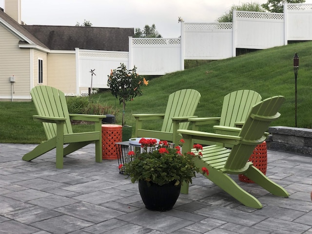 view of patio featuring fence