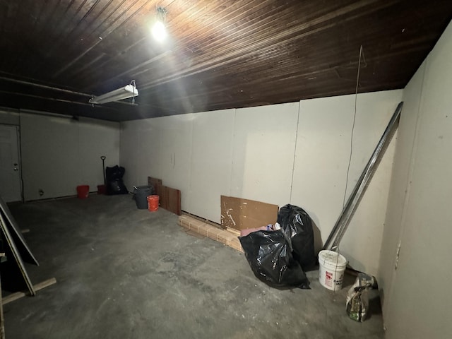 basement with a garage