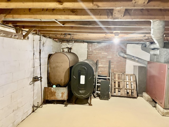 unfinished basement with heating fuel