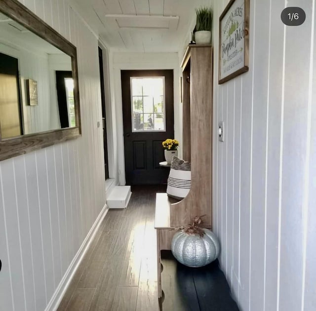 hallway featuring dark wood-style floors