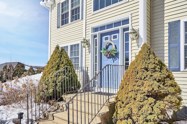 doorway to property with a mountain view