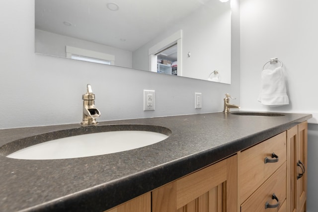 interior details featuring a sink and double vanity