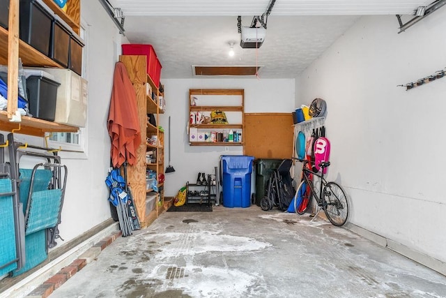 garage with a garage door opener