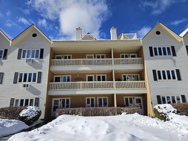 view of snow covered building