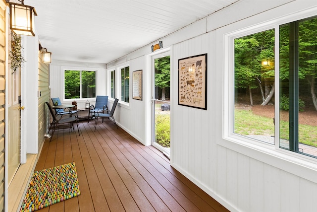 view of unfurnished sunroom