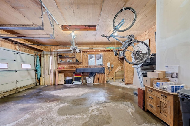 garage with a garage door opener