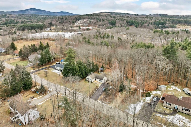 bird's eye view with a mountain view