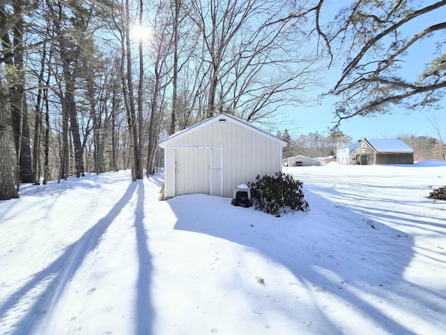 exterior space with an outbuilding