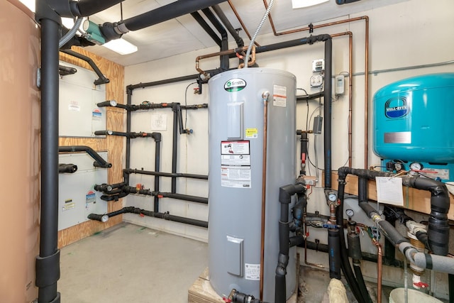 utility room featuring water heater