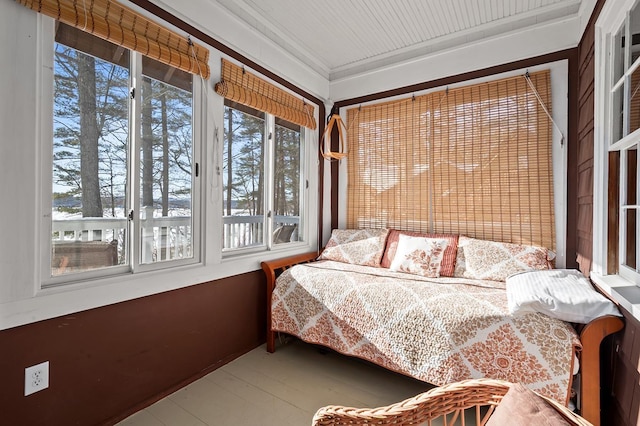 bedroom with ornamental molding