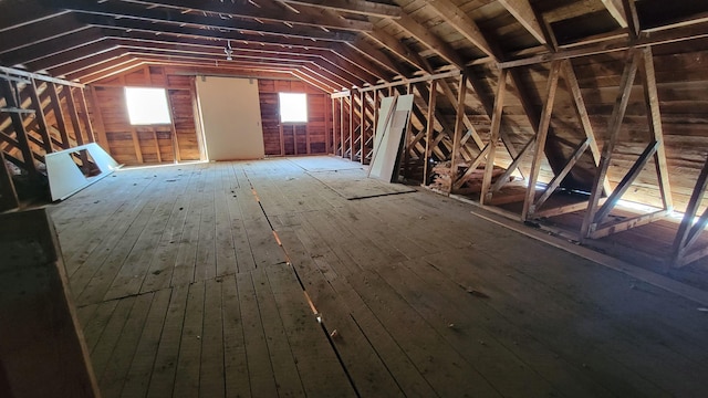 view of unfinished attic