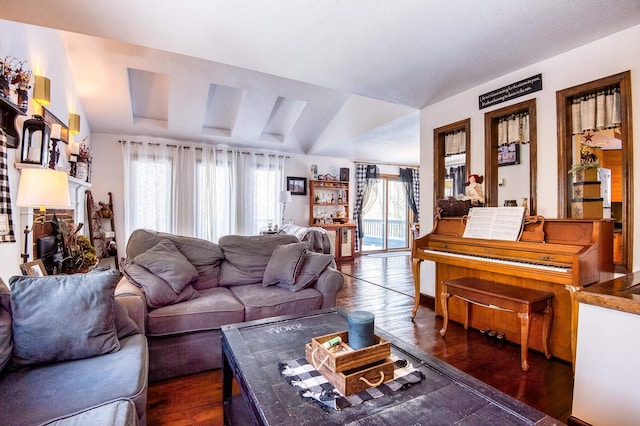 living room with hardwood / wood-style flooring