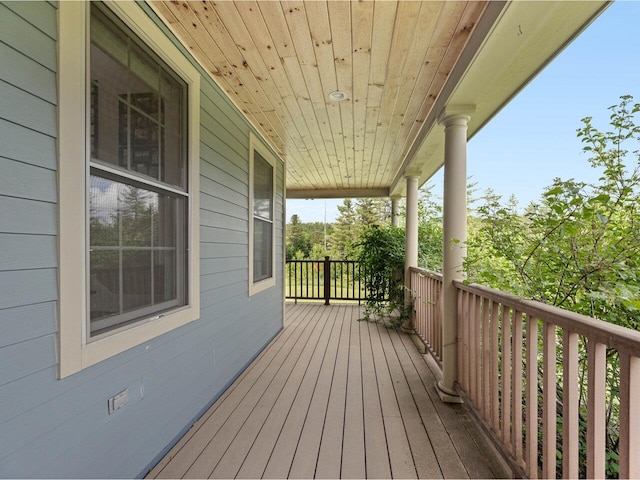 wooden terrace with covered porch