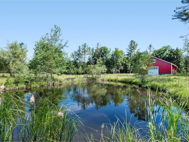 water view featuring a pole building