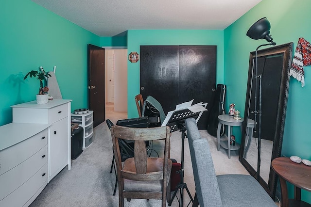 interior space featuring a closet and light colored carpet