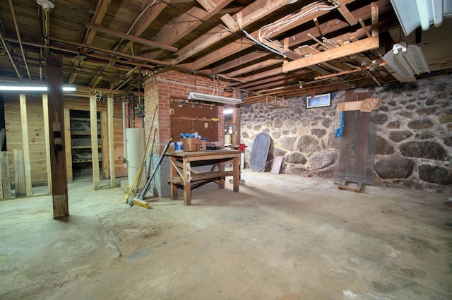 view of unfinished basement