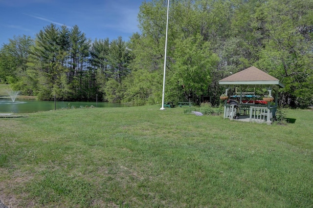 1C Seasons At Attitash Rd, Bartlett, NH 03812 - view of grassy yard with a water view, a gazebo, and a forest view