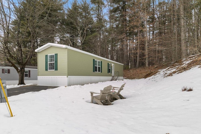 view of snow covered exterior