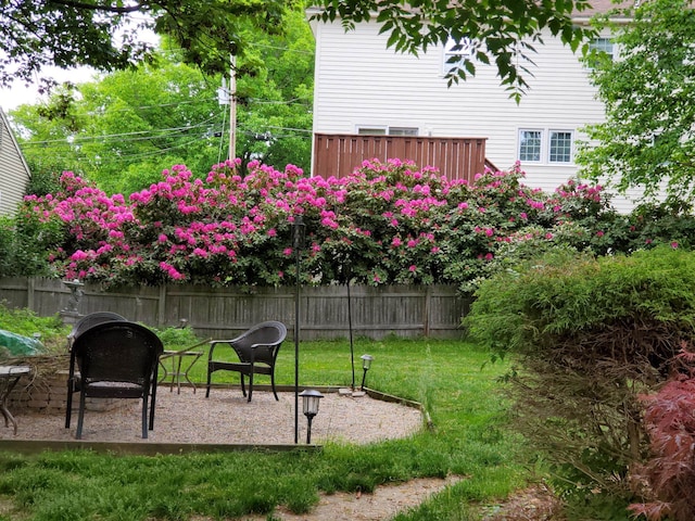 view of yard with a patio area and fence