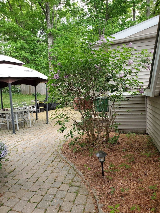 view of patio / terrace featuring a gazebo