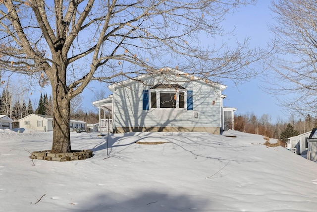 view of snow covered exterior