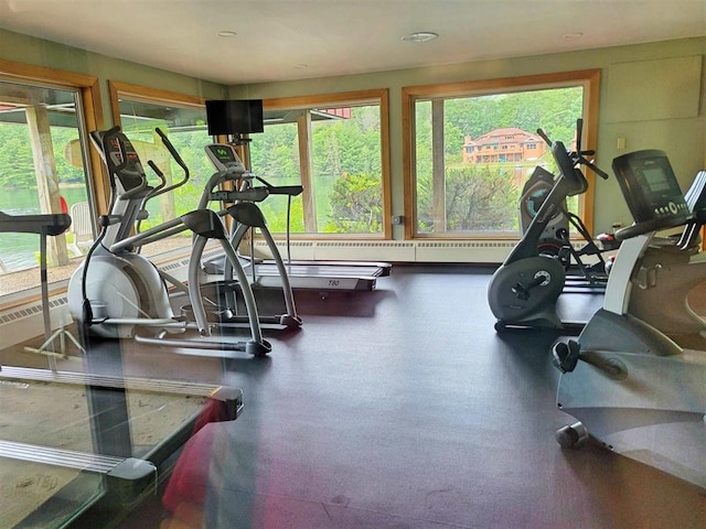 gym featuring a wealth of natural light