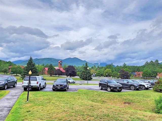 exterior space featuring a mountain view