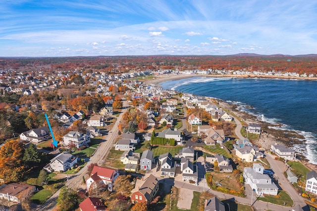 bird's eye view with a water view and a residential view