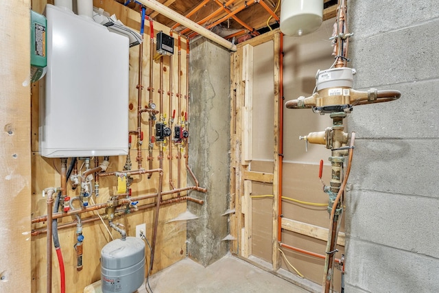 utility room with water heater