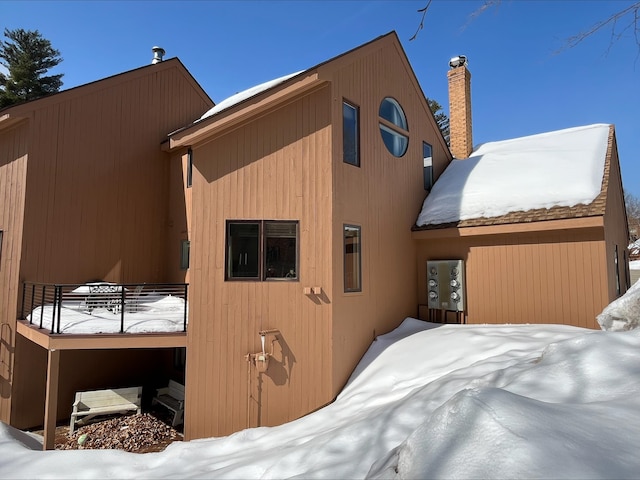 view of snow covered exterior