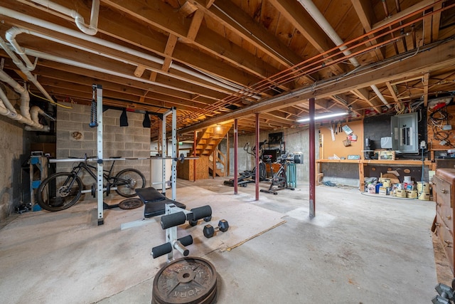 exercise room with electric panel