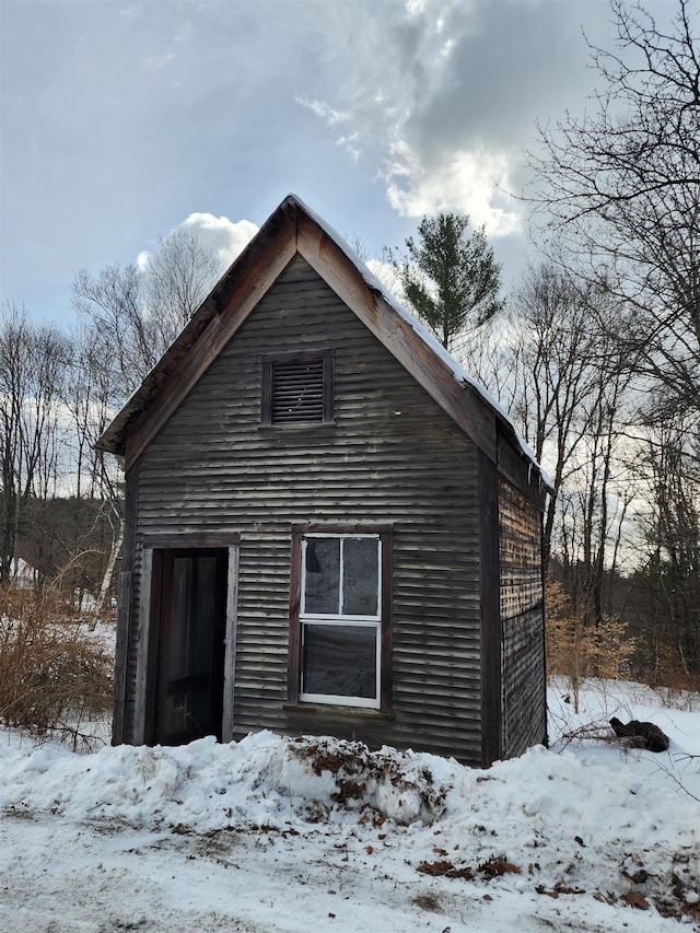 view of snowy exterior