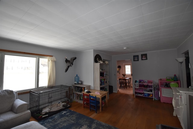 living area with wood finished floors