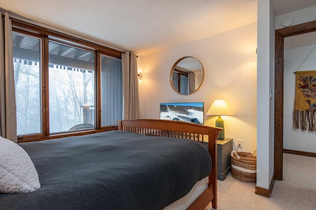 bedroom featuring carpet floors and baseboards