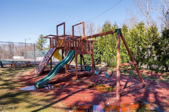 view of playground with fence