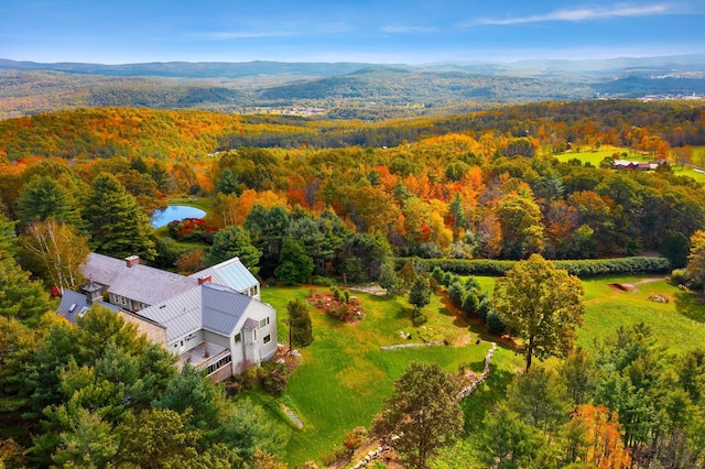 aerial view with a wooded view