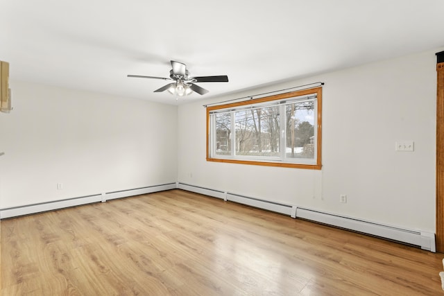 unfurnished room featuring a ceiling fan and wood finished floors