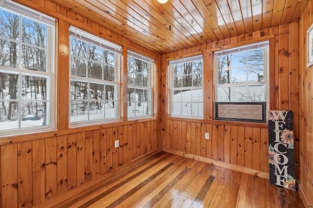 sunroom with wood ceiling