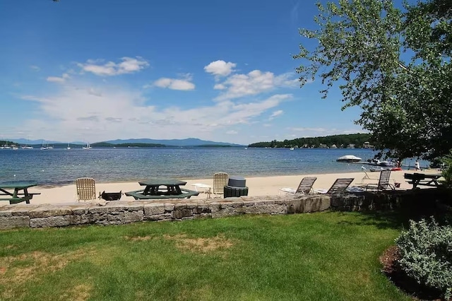 water view with an outdoor fire pit