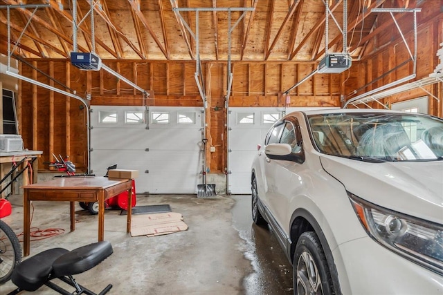 garage with a garage door opener