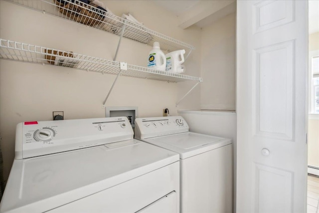 laundry room featuring washer and dryer and laundry area