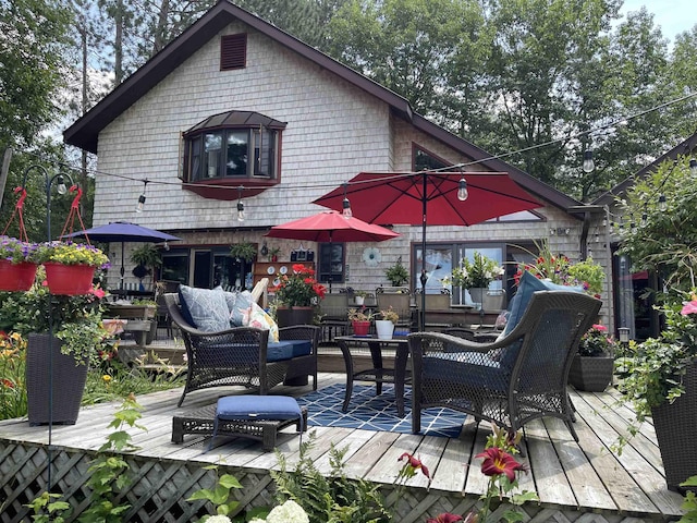 deck featuring an outdoor living space