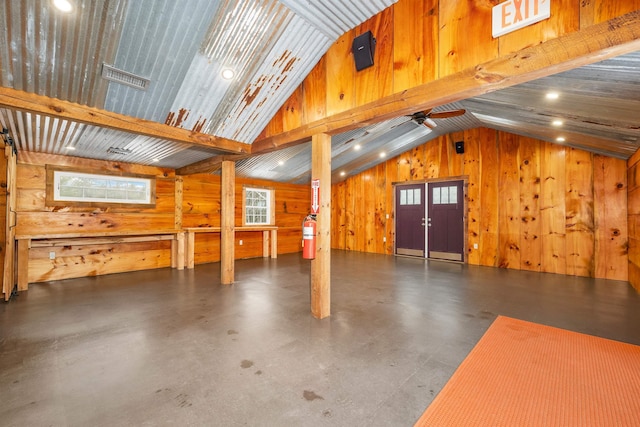 interior space with wood walls