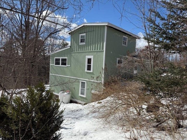 view of snow covered exterior