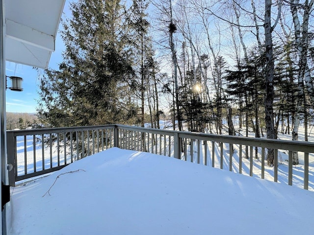 view of yard layered in snow